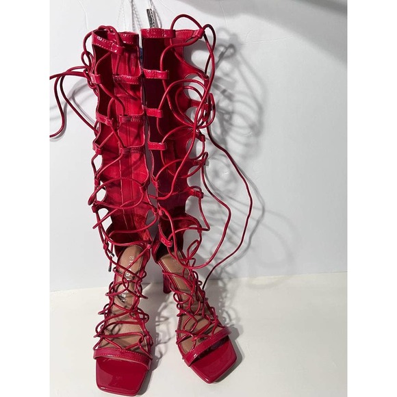 Gianni Bini Red Rydelle Synthetic Ankle wrap Lace up Dress Shoe Size 8 NWB - Picture 8 of 8